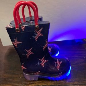 Red, White, and Blue Light Up Rain Boots Size 5